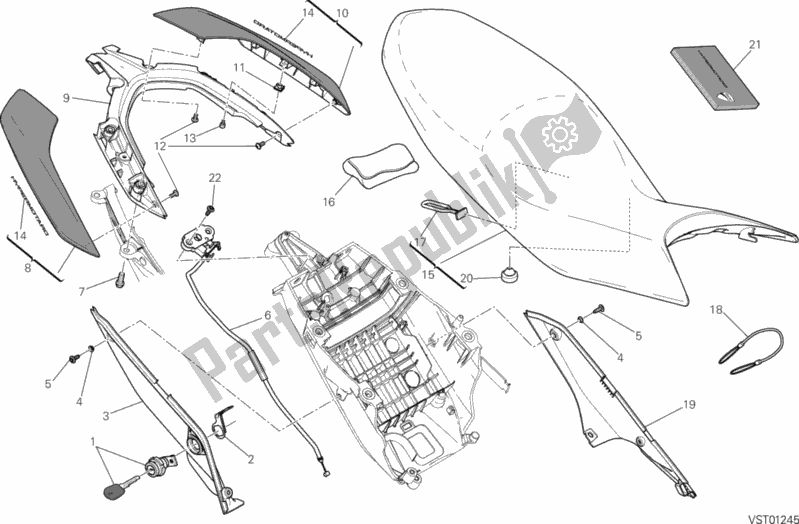 All parts for the Seat of the Ducati Hypermotard USA 821 2013